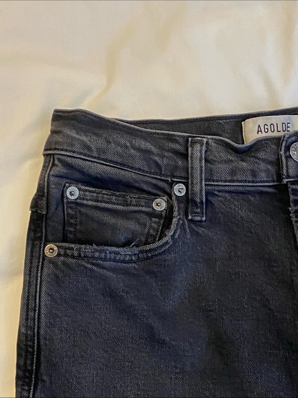 AGOLDE Pinch Waist High Rise Kick Flare Jeans Charcoal Black Minimalist 29 - Picture 12 of 16